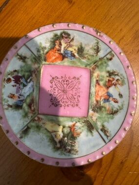 Vintage Fragonard "Love Story" Courting Couple Trinket Plate 4 3/4”